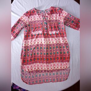 Figueroa & Flower Colorful Bohemian Tunic Long Body Shirt High Low